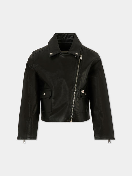 Giubbotto in ecopelle nero per bambina,Calvin Klein Kids,25CCKIG0IG02982 BEH