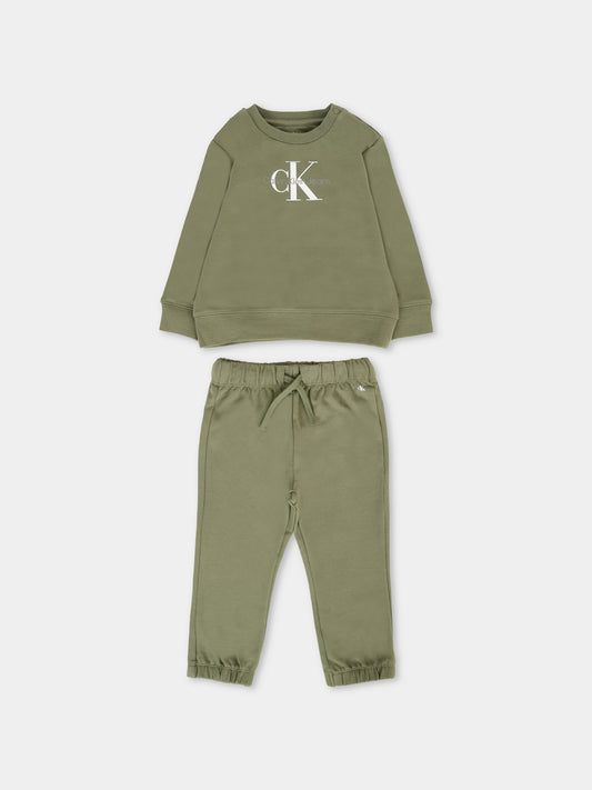 Completo verde per neonato con logo,Calvin Klein Kids,25CCKIN0IN00017 LDY
