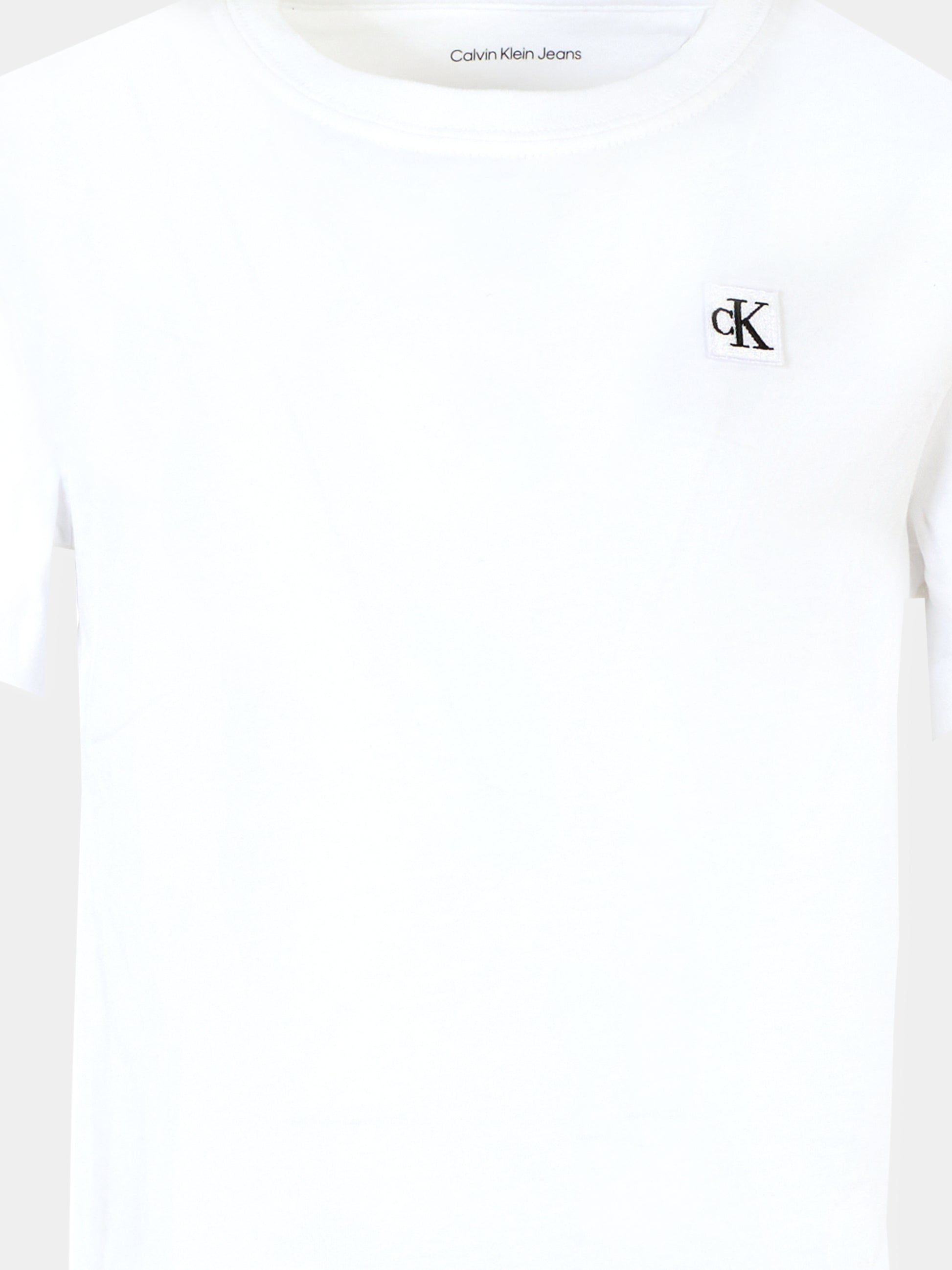 T-shirt bianca per bambini con patch,Calvin Klein Kids,25CCKIU0IU00543 YAF