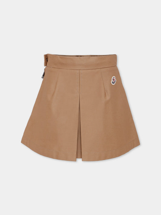 Gonna beige per bambina con logo,Moncler Kids,K2954 - 2D00003 - 598OP 209