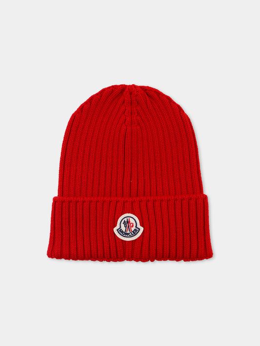 Berretto rosso per bambini con logo,Moncler Kids,K2954 - 3B00009 - M1131 455