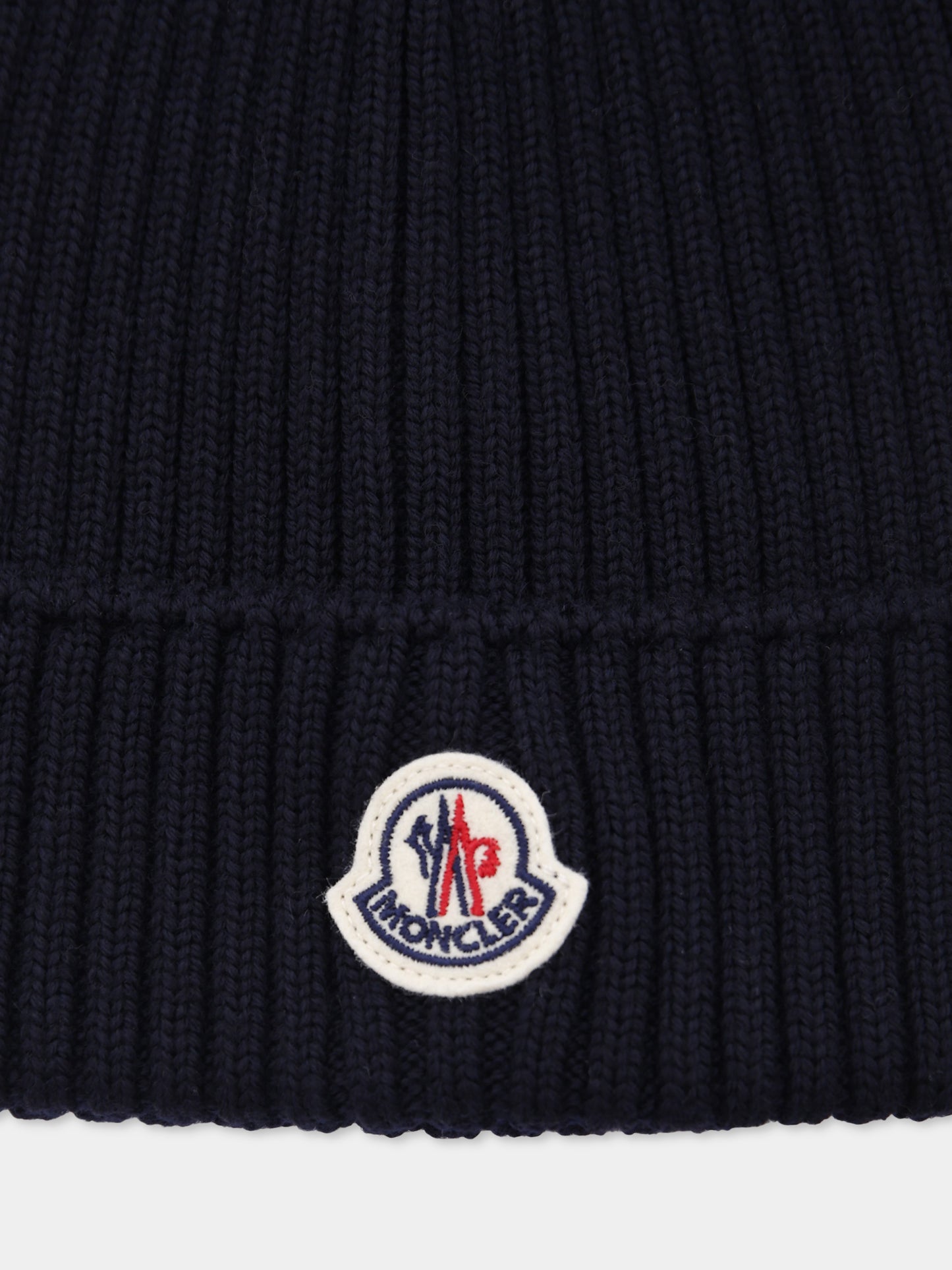 Berretto blu per bambini con logo,Moncler Kids,K2954 - 3B00009 - M1131 742