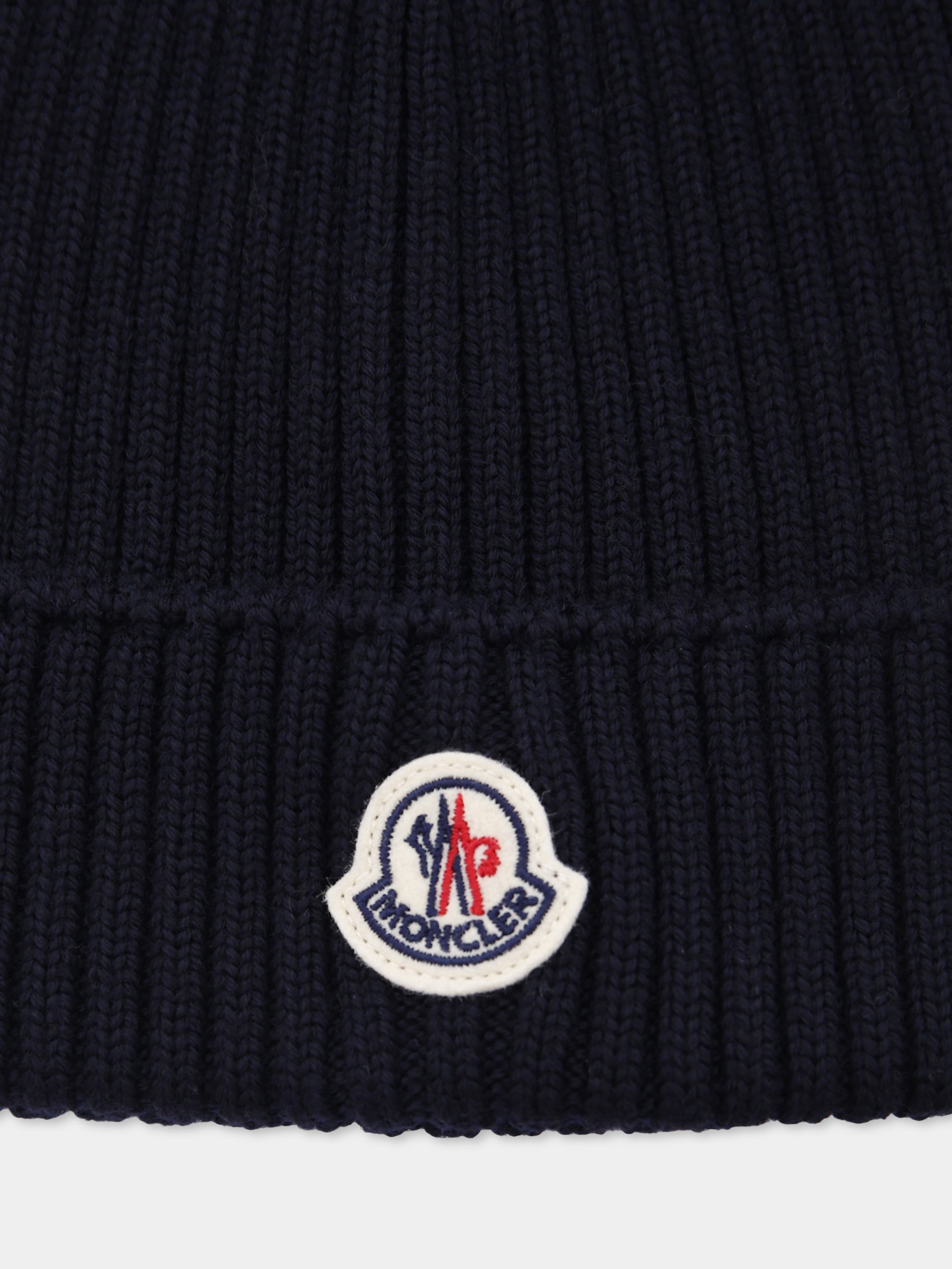 Berretto blu per bambini con logo,Moncler Kids,K2954 - 3B00009 - M1131 742