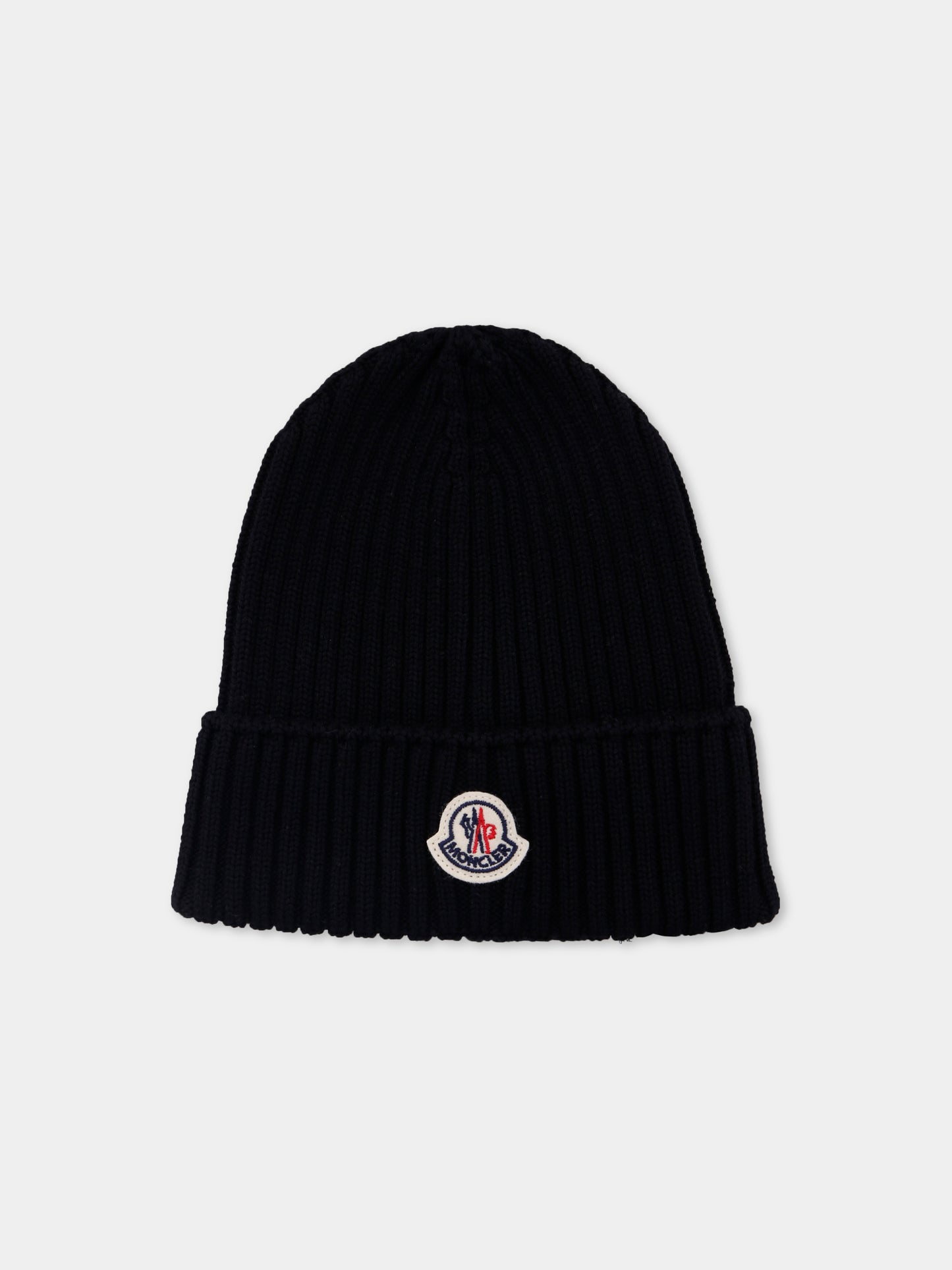 Berretto nero per bambini con logo,Moncler Kids,K2954 - 3B00009 - M1131 999