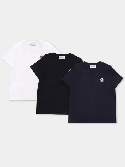 Set t-shirt multicolor per bambino con logo,Moncler Kids,K2954 - 8C00019 - 89AT9 3P1