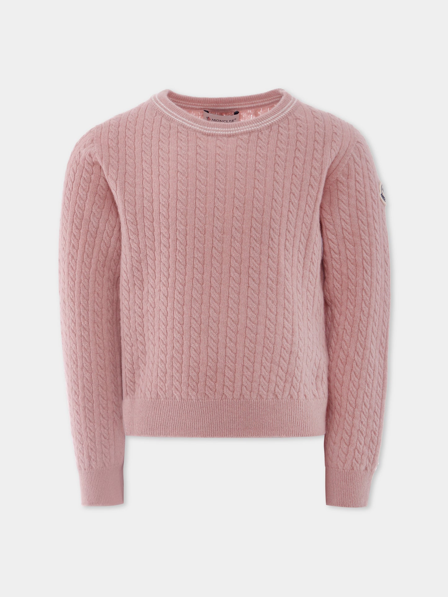 Maglione rosa per bambina con logo,Moncler Kids,K2954 - 9C00006 - M1241 50M