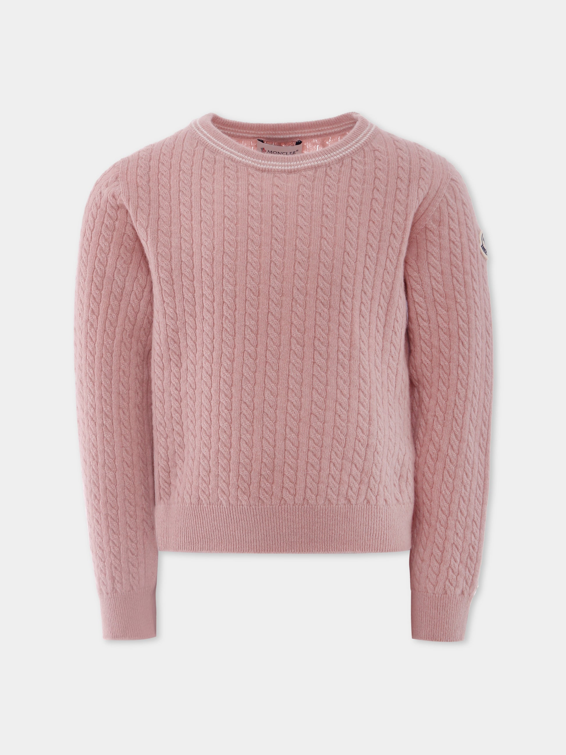 Maglione rosa per bambina con logo,Moncler Kids,K2954 - 9C00006 - M1241 50M