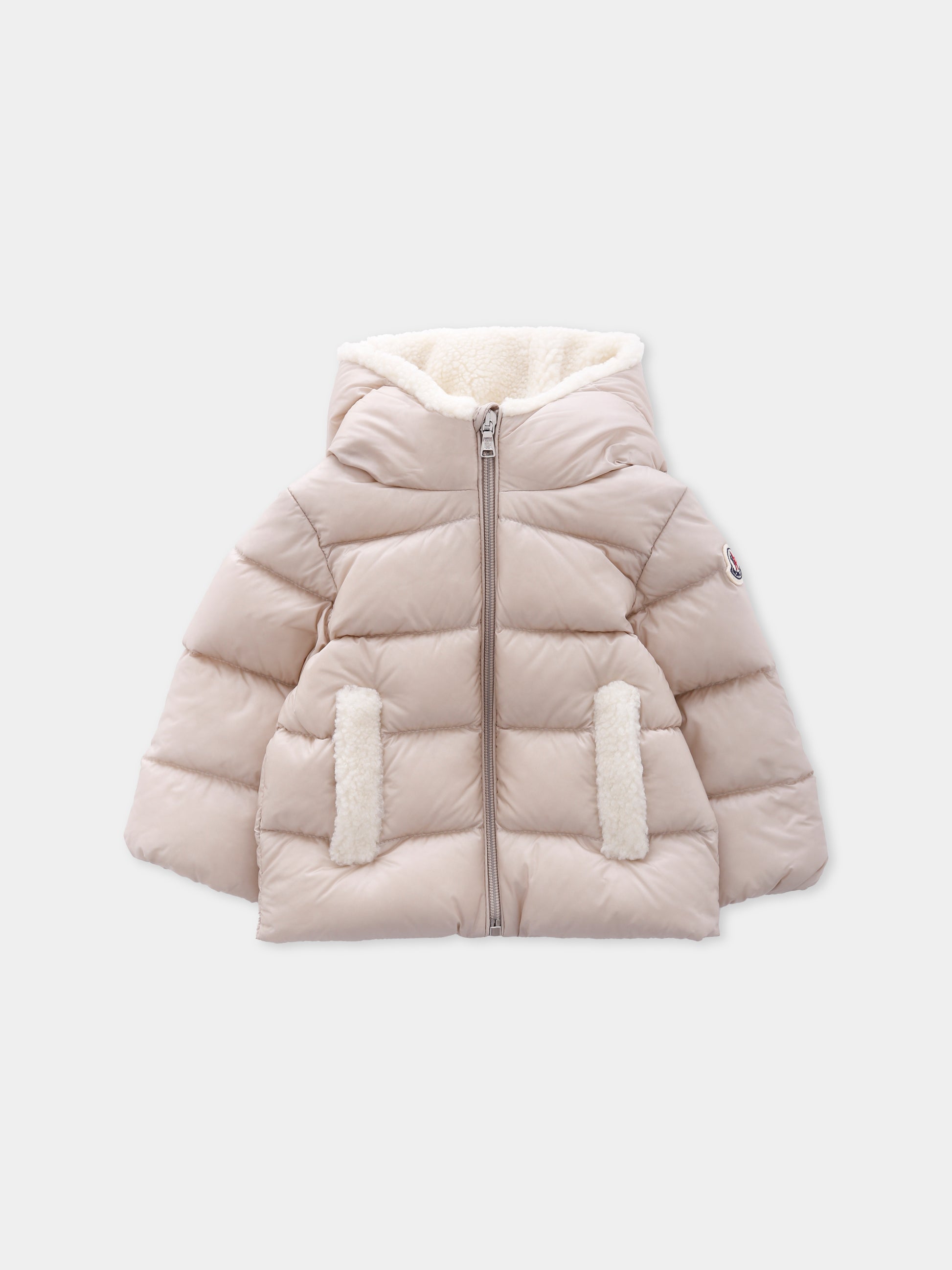 Piumino Borgan beige per neonati con logo,Moncler Kids,K2951 - 1A00011 - 597YF 268