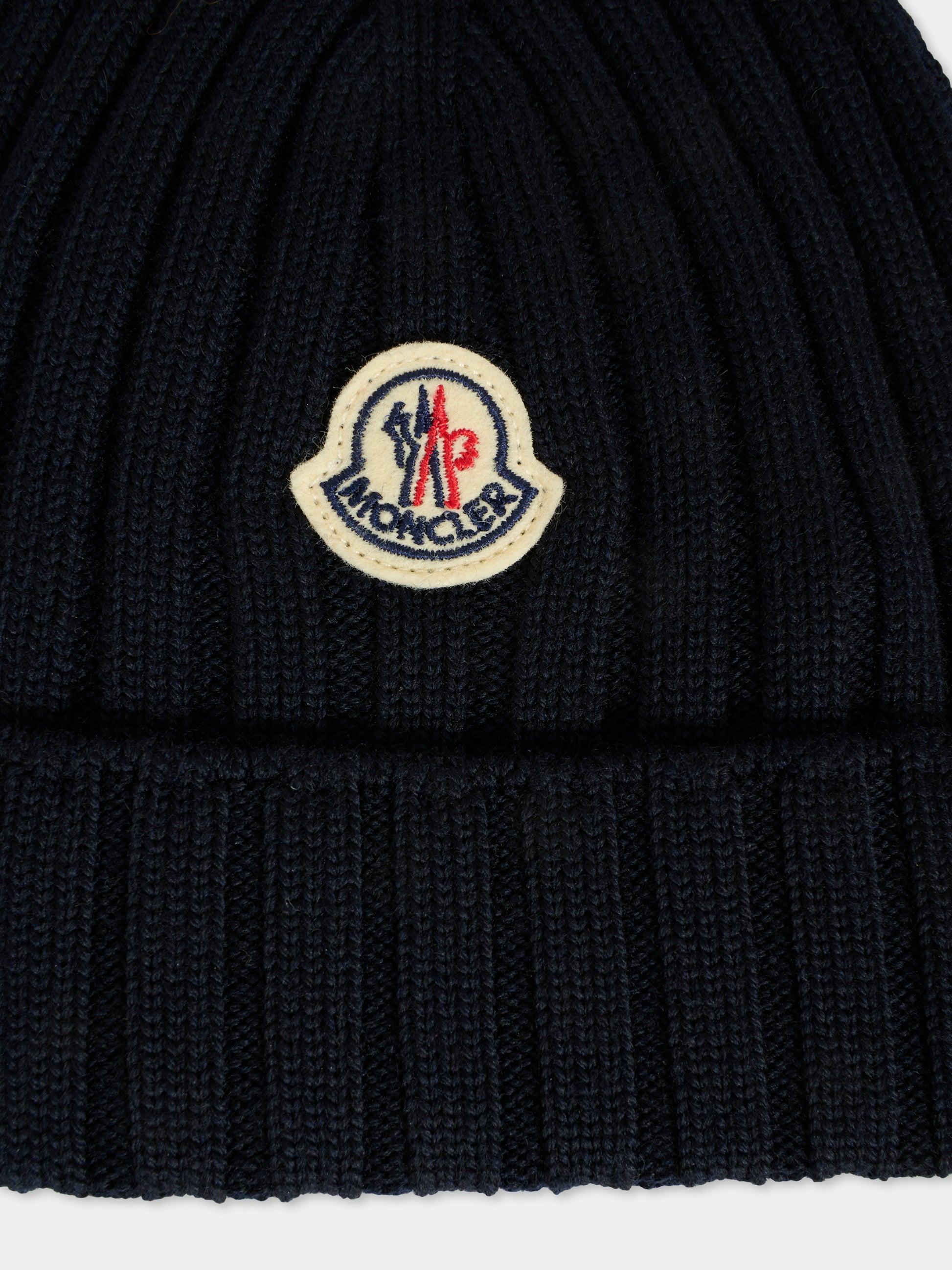 Berretto blu per neonati con logo,Moncler Kids,K2951 - 3B00006 - M1131 742