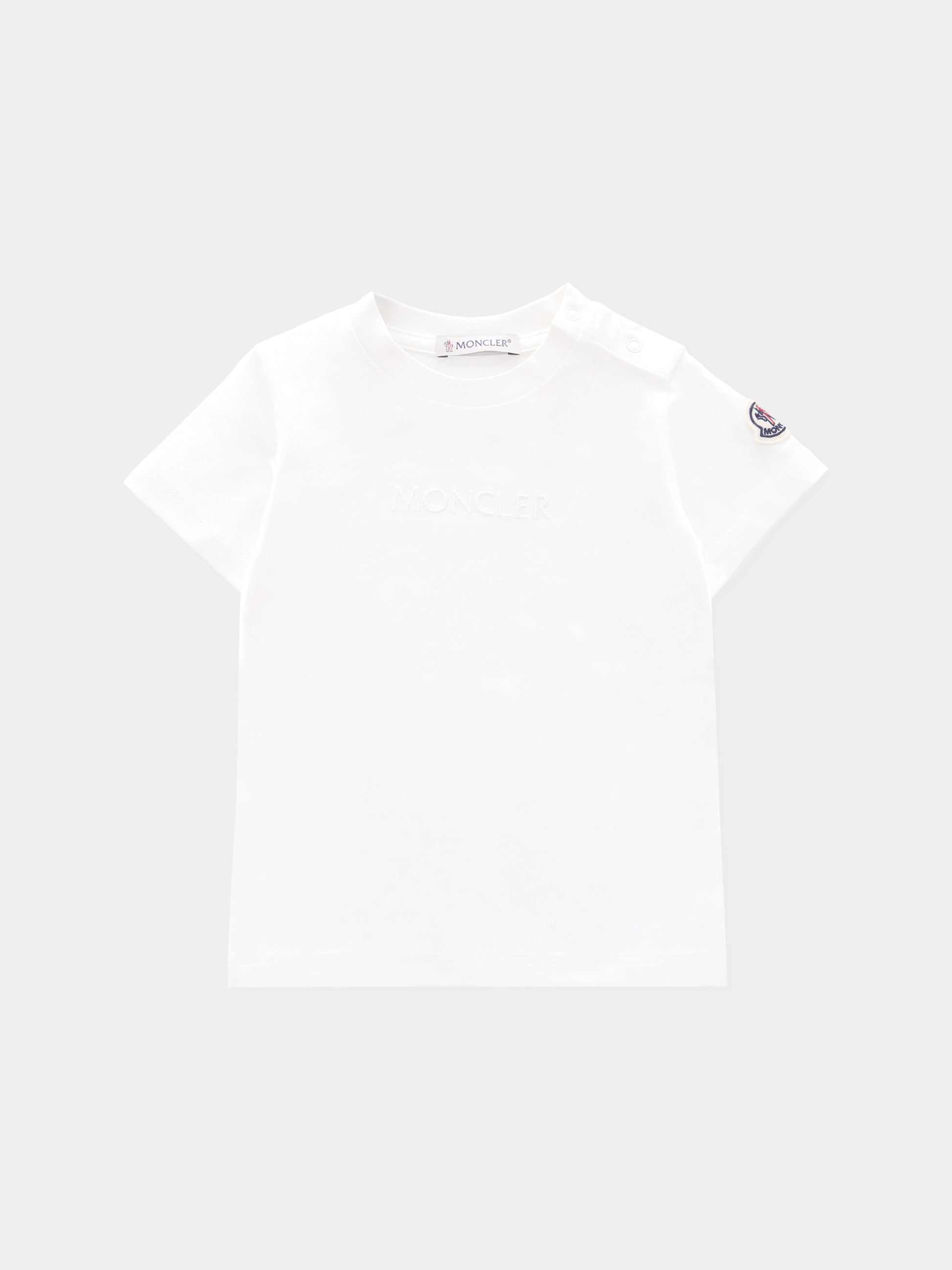 T-shirt bianca per neonati con logo ricamato,Moncler Kids,K2951 - 8C00005 - 89AUM 034