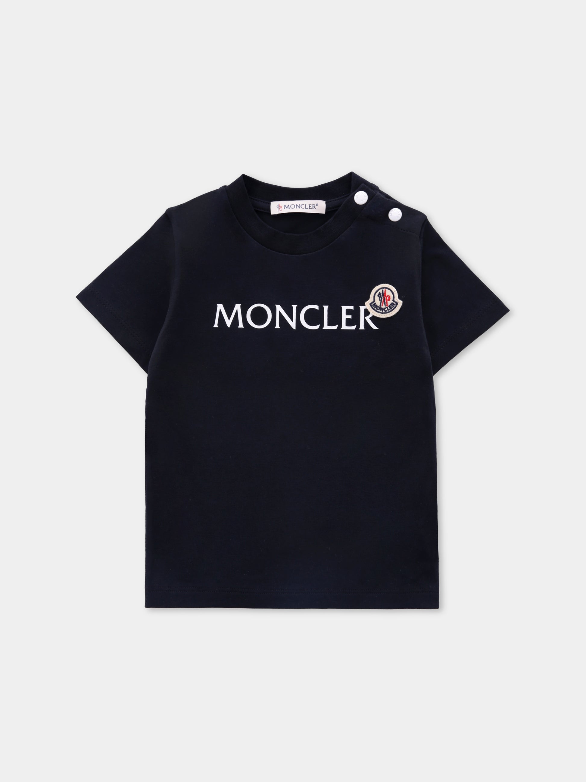 T-shirt blu per neonato con logo,Moncler Kids,K2951 - 8C00006 - 89AUM 778