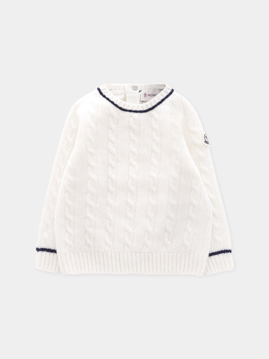 Maglione bianco per neonati con logo,Moncler Kids,K2951 - 9C00006 - M1241 035