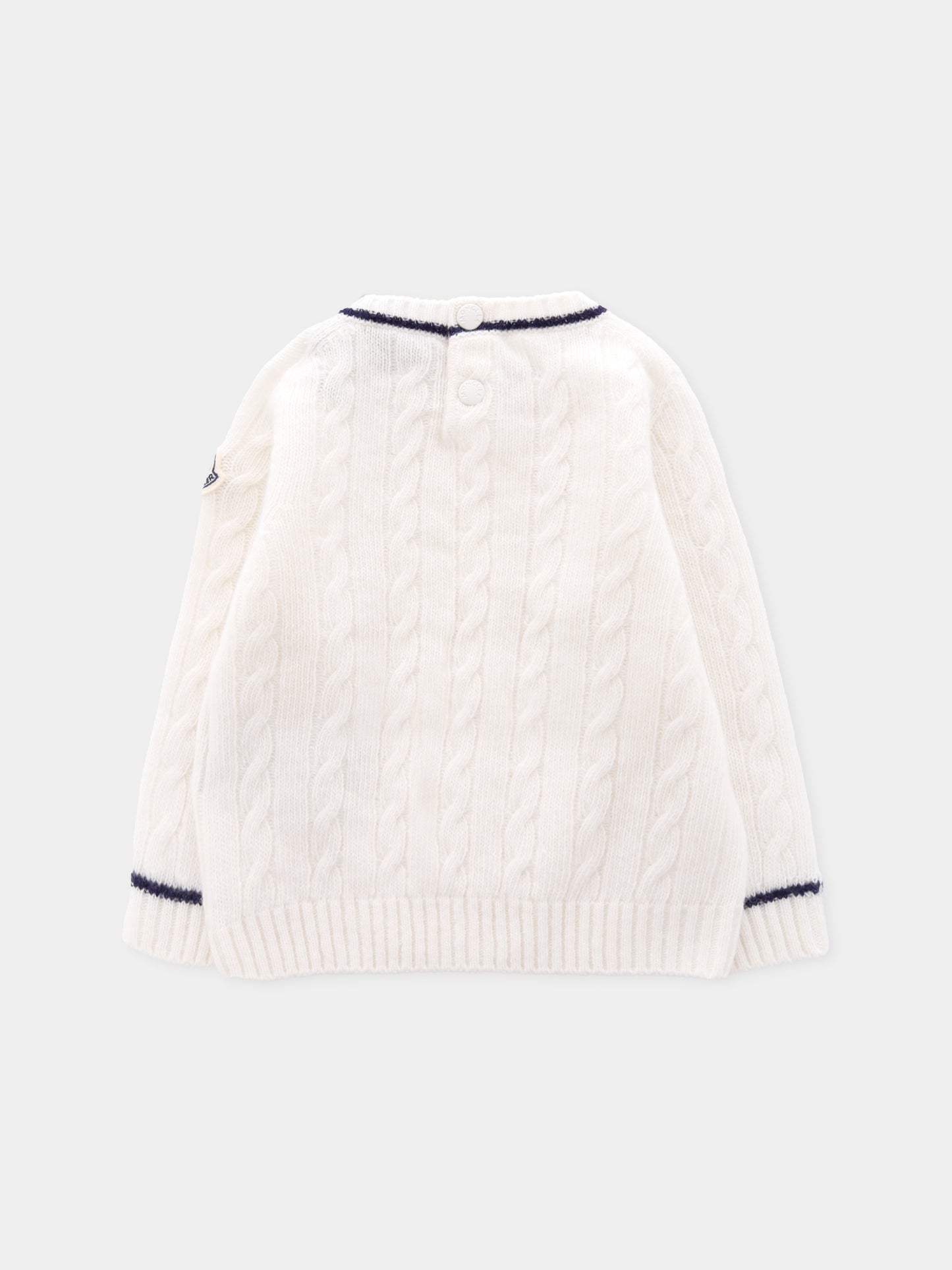 Maglione bianco per neonati con logo,Moncler Kids,K2951 - 9C00006 - M1241 035