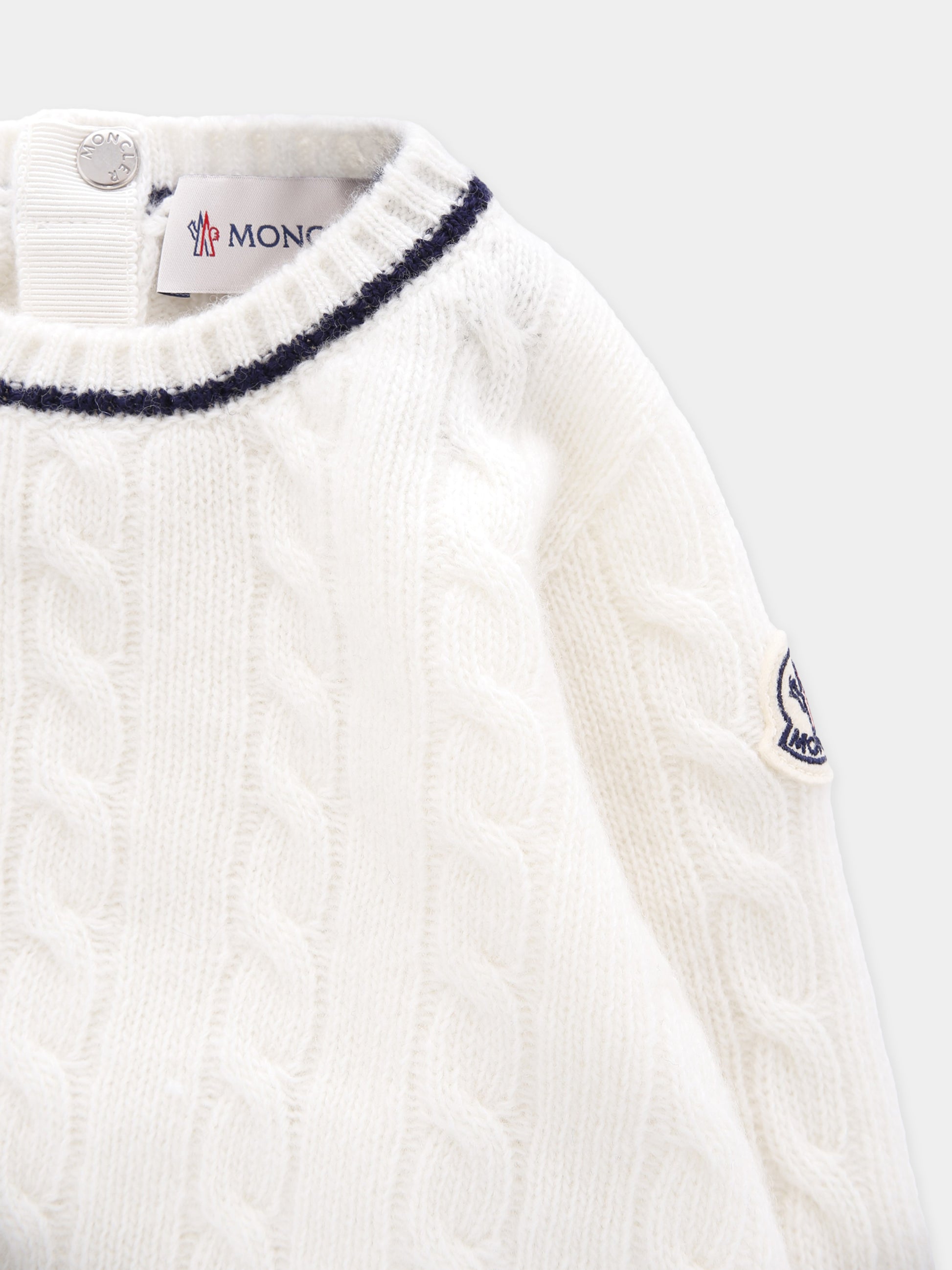 Maglione bianco per neonati con logo,Moncler Kids,K2951 - 9C00006 - M1241 035