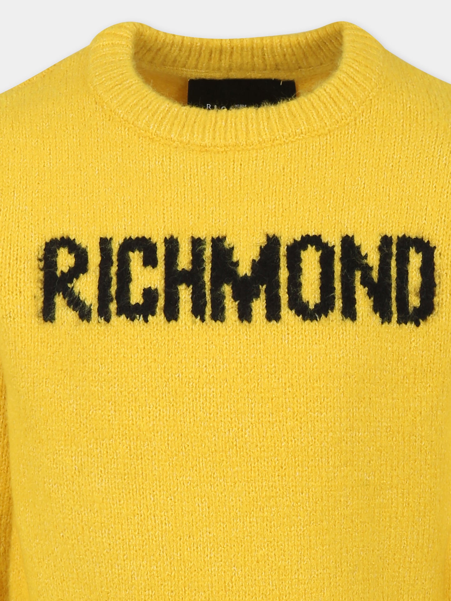 Maglione giallo per bambino con logo,Richmond,RBA24161MA YELLOW