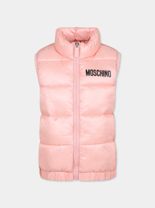 Gilet rosa per bambina con tre Teddy Bears,Moschino Kids,HPS02K L3A32 50209