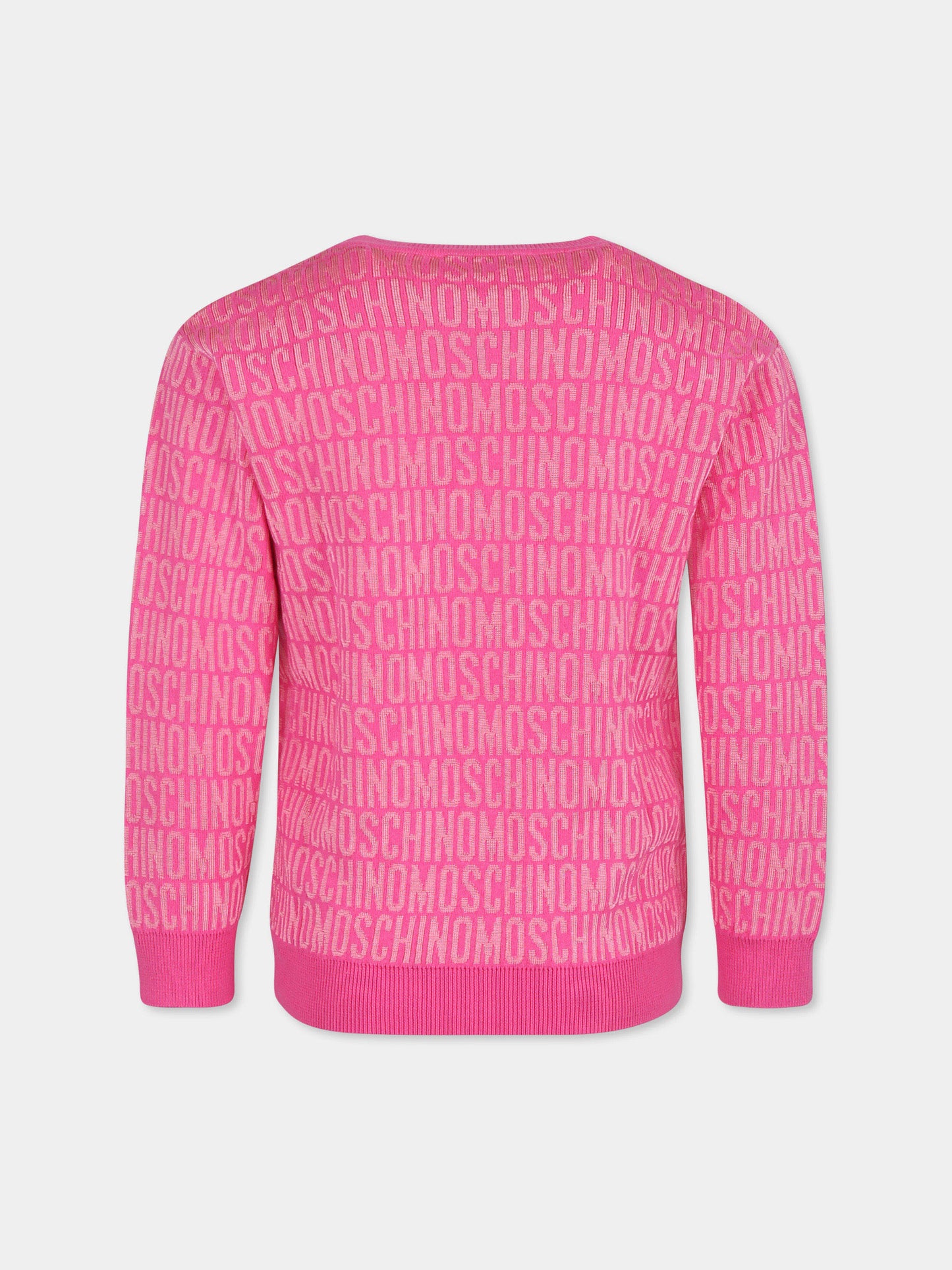 Maglione rosa per bambina con logo,Moschino Kids,HTW00J LHE58 86197