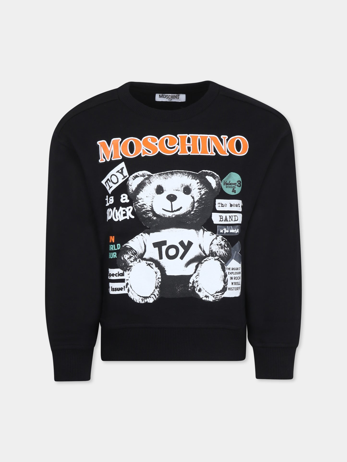 Felpa nera per bambino con Teddy Bear,Moschino Kids,HUF08Q LCA58 60100