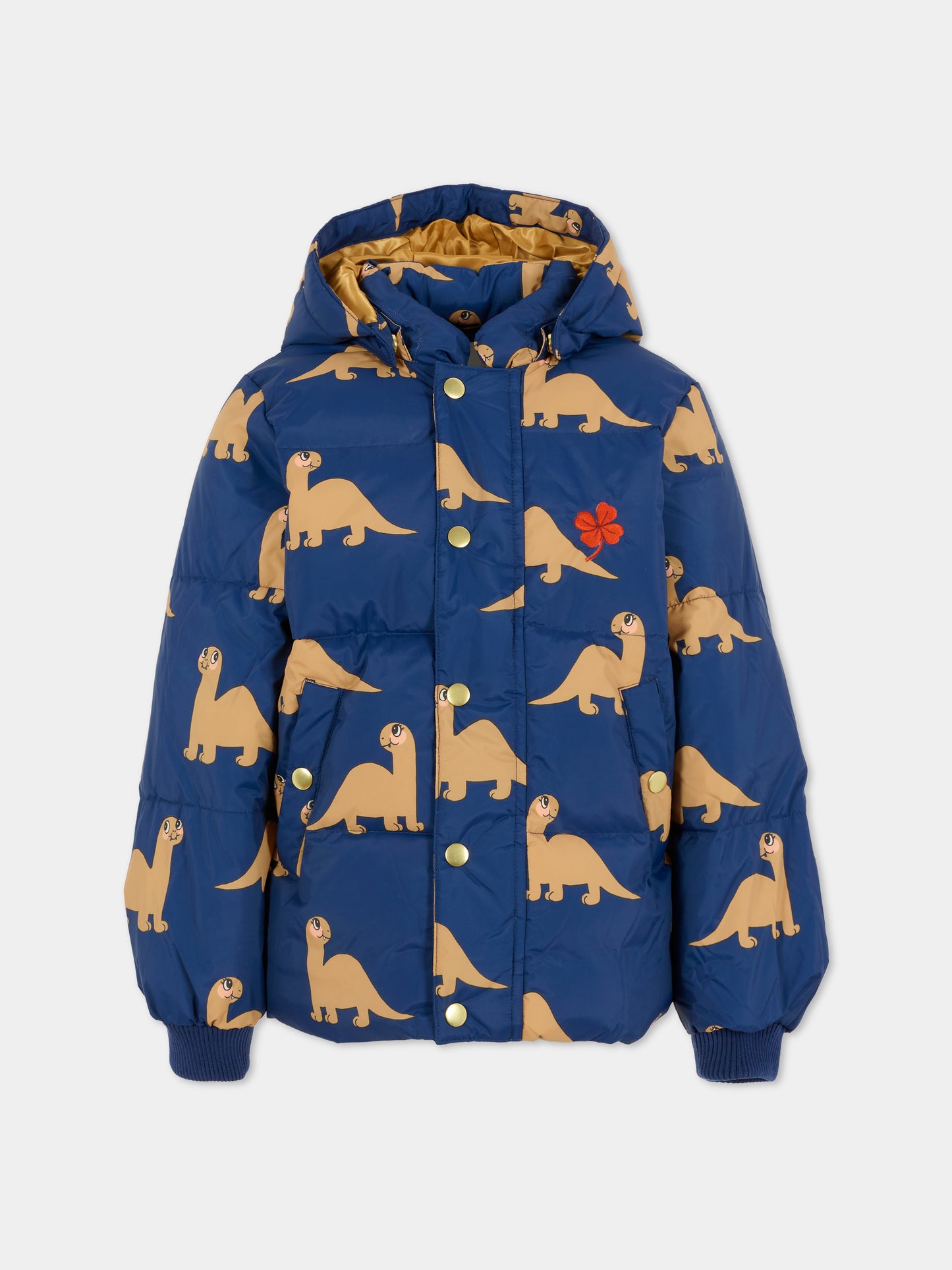 Piumino blu per bambino con dinosauro all over,Mini Rodini,2571010960
