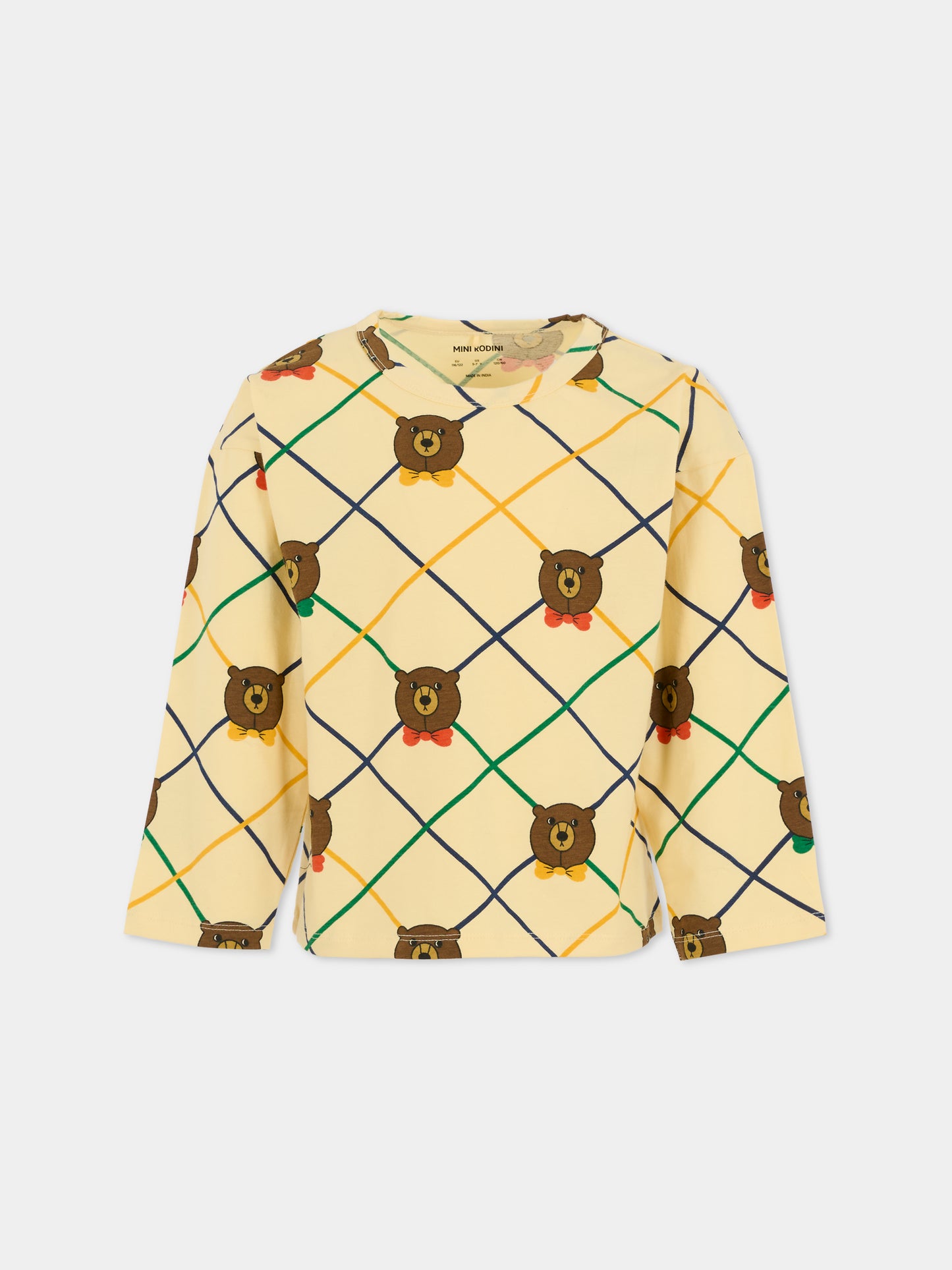 T-shirt avorio per bambini con orso all over,Mini Rodini,2572014911