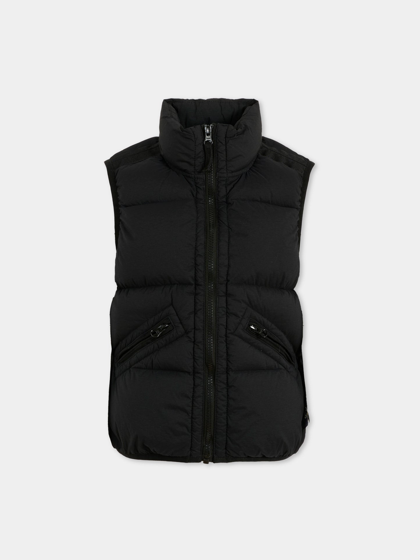 Gilet nero per bambino con bussola,Stone Island Junior,K2S16 G100003 S0028 - V0029