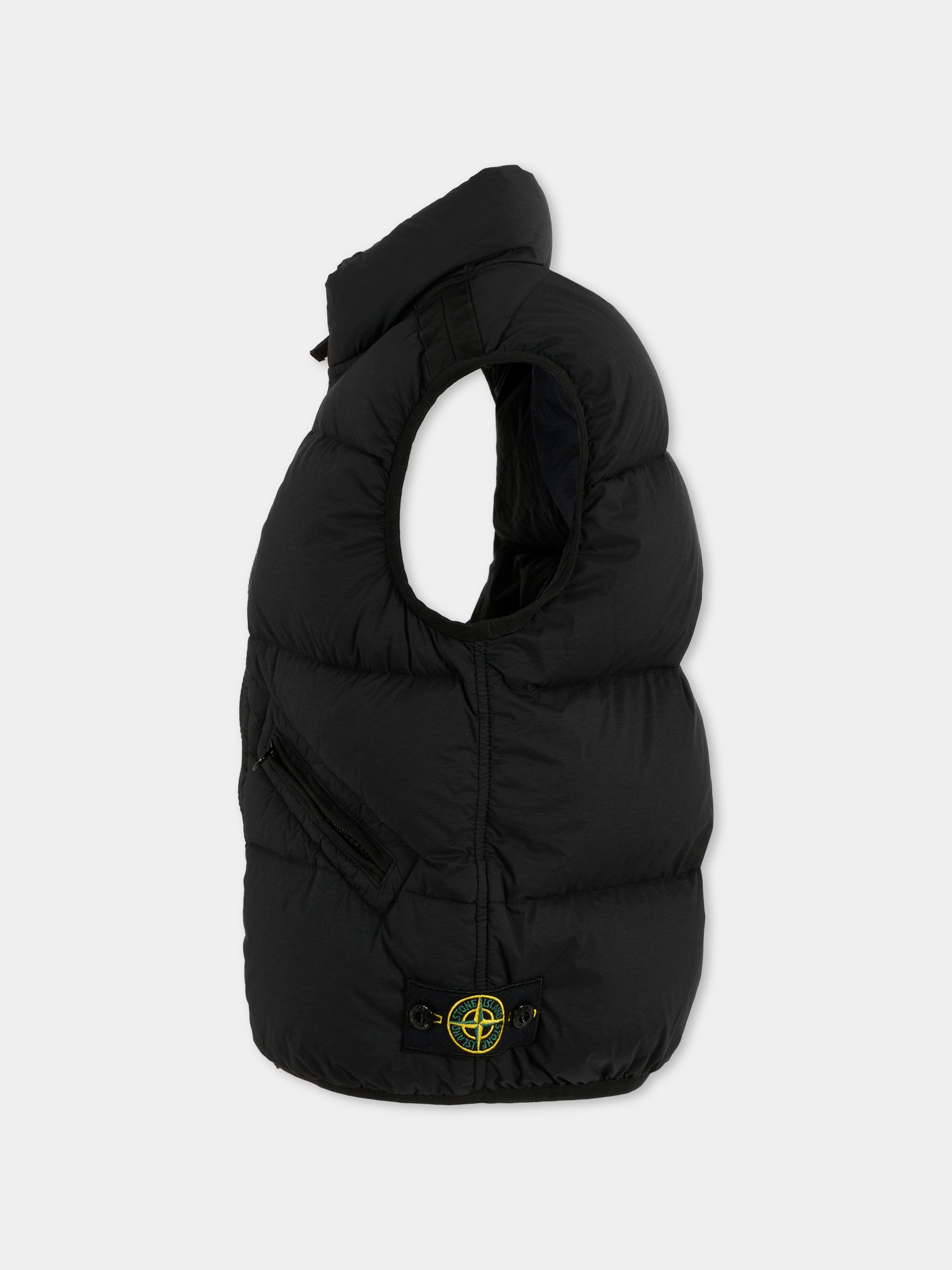 Gilet nero per bambino con bussola,Stone Island Junior,K2S16 G100003 S0028 - V0029