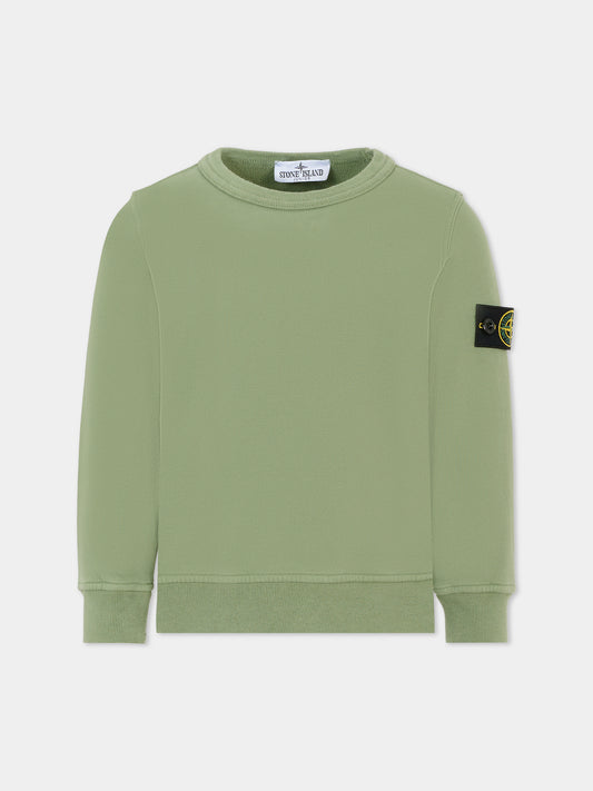 Felpa verde per bambino con bussola,Stone Island Junior,K2S16 6100001 S0A20 - V0055