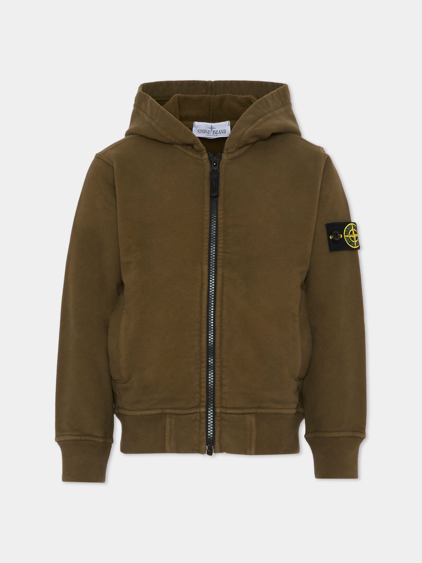 Felpa verde per bambino con bussola,Stone Island Junior,K2S16 6100003 S0A20 - V0054