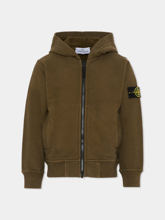 Felpa verde per bambino con bussola,Stone Island Junior,K2S16 6100003 S0A20 - V0054