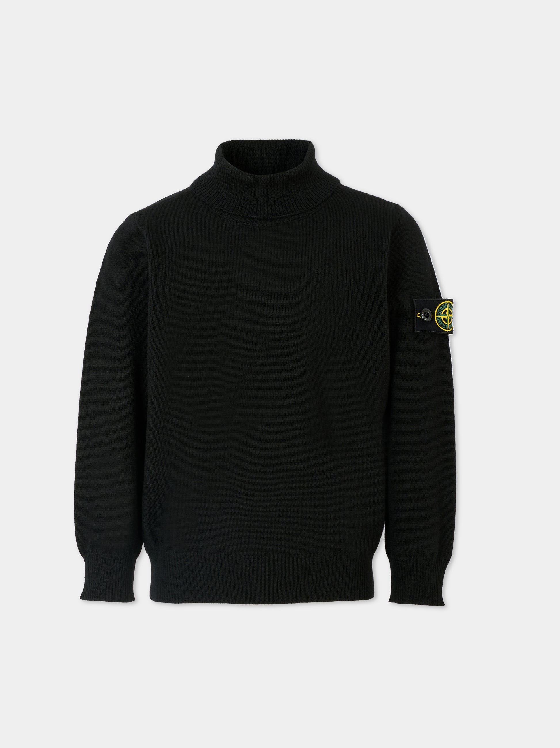 Dolcevita nero per bambino con bussola,Stone Island Junior,K2S16 5100017 S0C04 - V0029