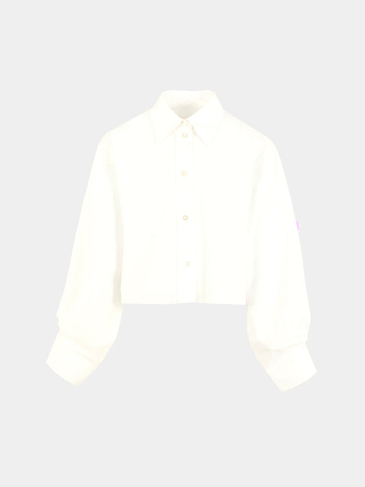 Camicia bianca per bambina con logo ricamato,Mm6 Maison Margiela,M60503-MM014-M6100
