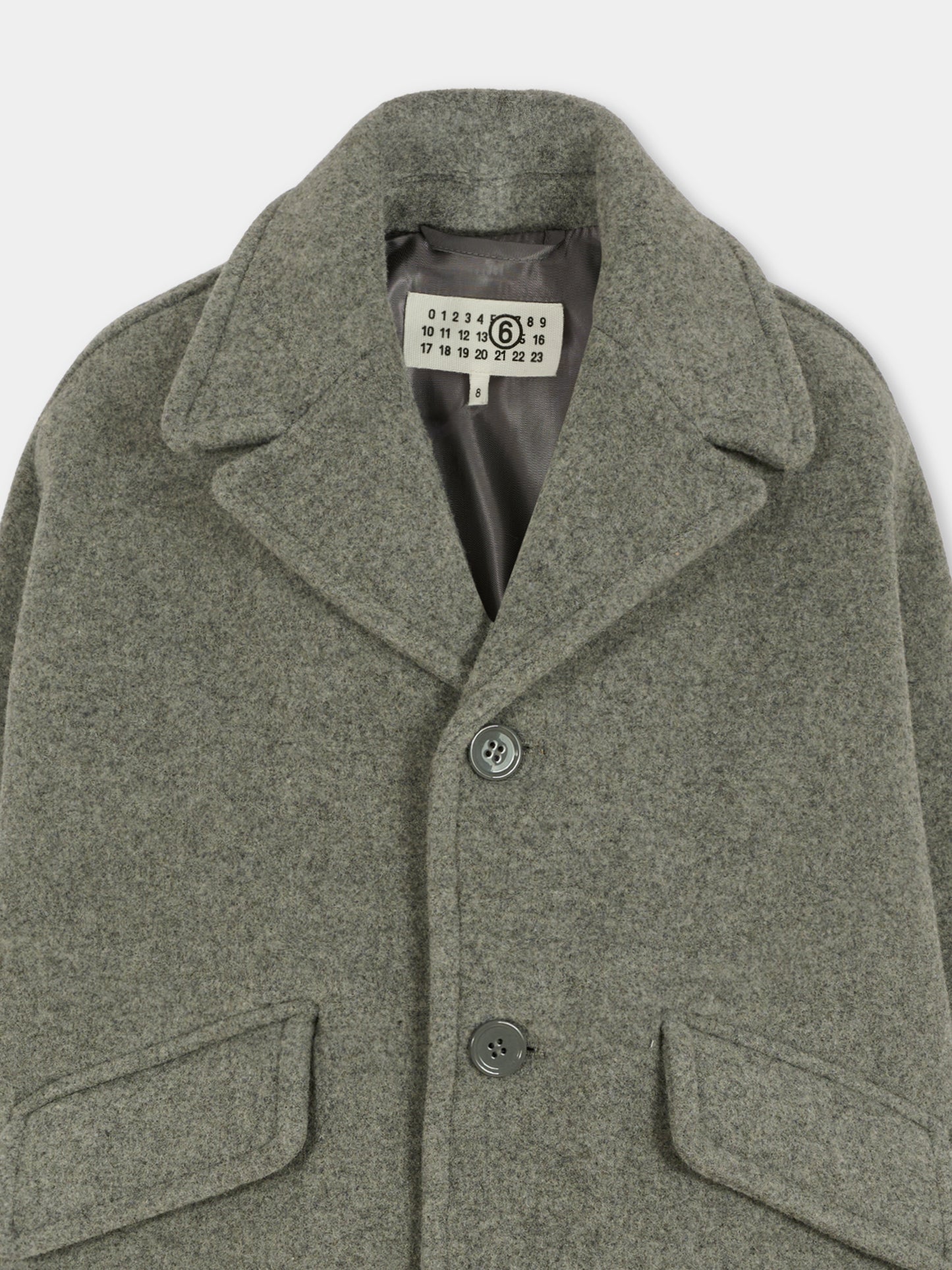 Cappotto grigio per bambini con logo,Mm6 Maison Margiela,M60833-MM00W-M6911