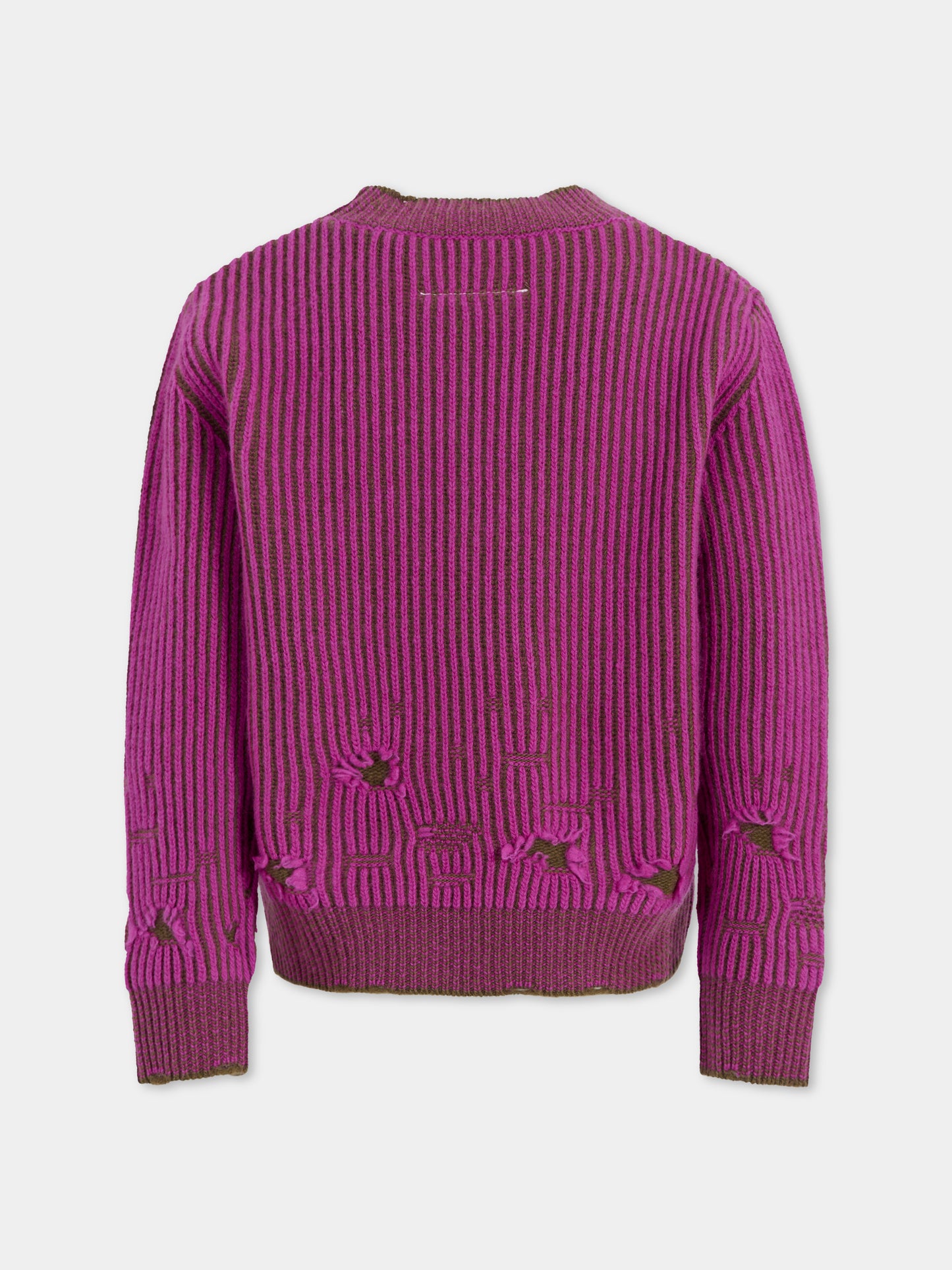 Maglione viola per bambina con logo,Mm6 Maison Margiela,M60881-MM06K-M6C40