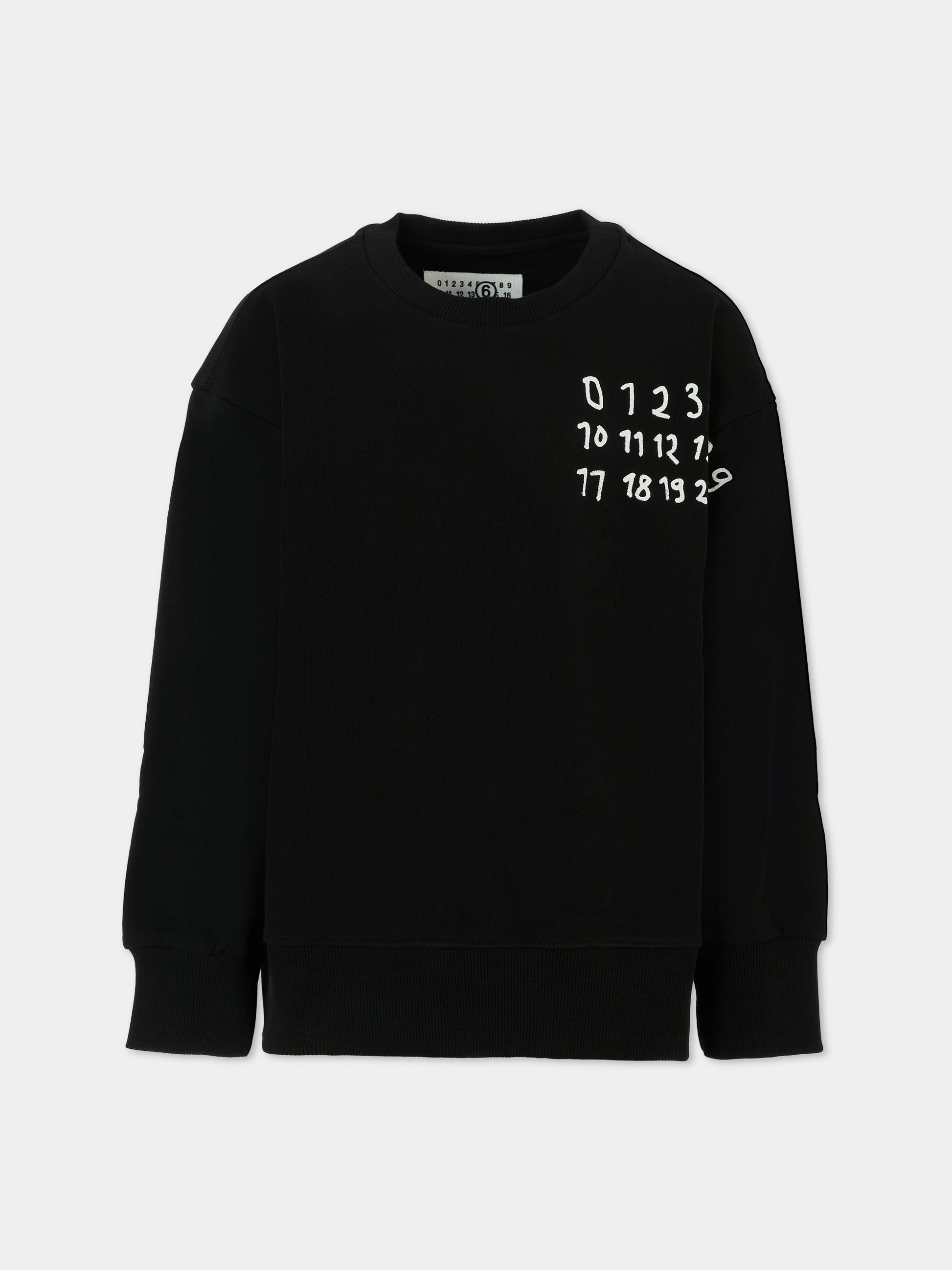 Felpa nera per bambini con logo,Mm6 Maison Margiela,M60896-MM02X-M6900