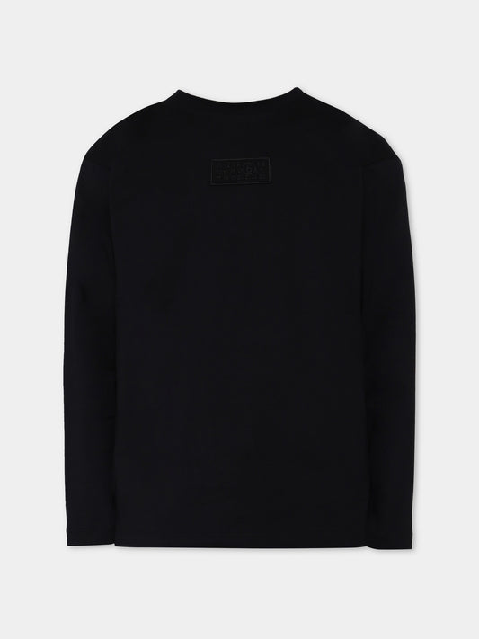 T-shirt nera per bambini con logo numerico,Mm6 Maison Margiela,M60910-MM04I-M6900