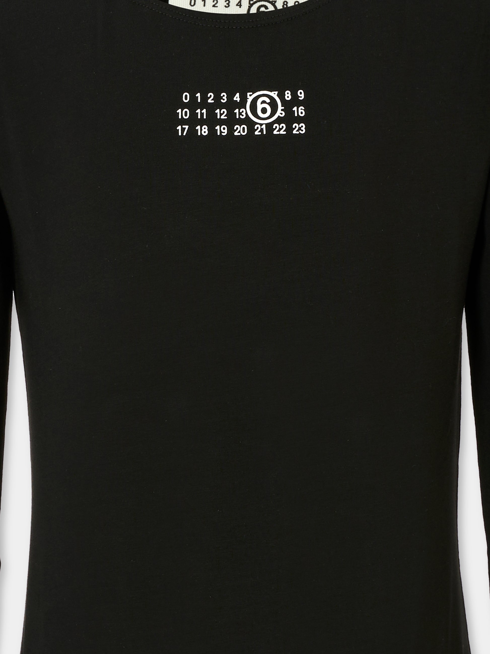 Body nero per bambina con logo bianco,Mm6 Maison Margiela,M60911-MM06L-M6900