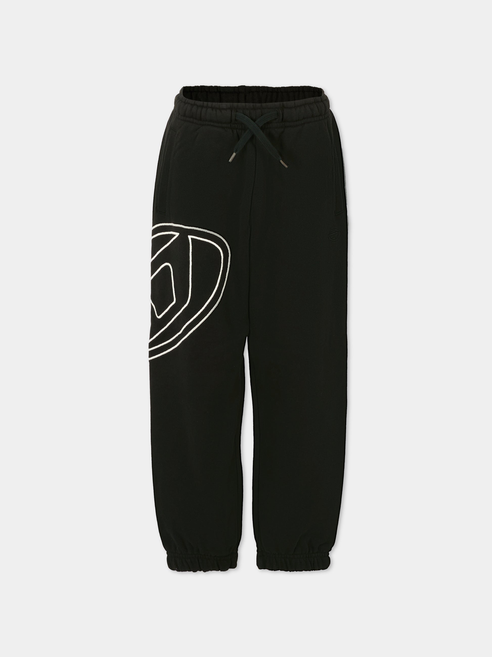 Pantaloni neri per bambino con logo bianco,Diesel,J02272-0GYCJ-K900