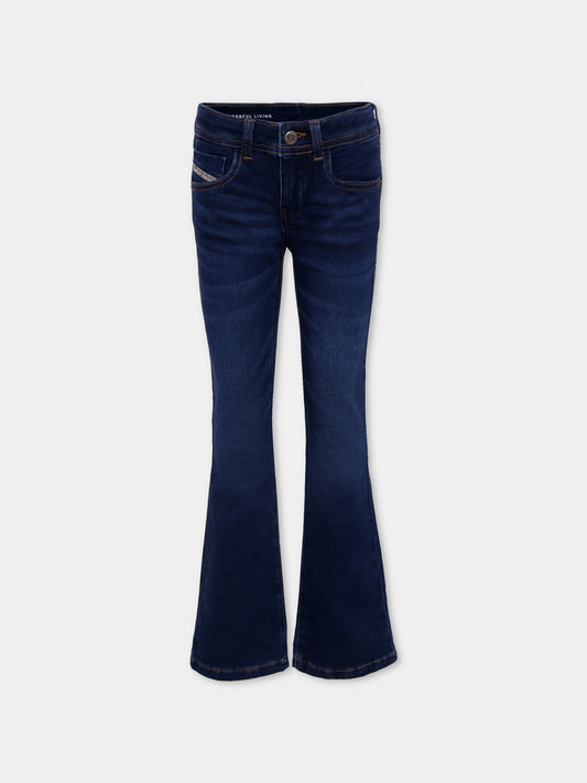Jeans denim per bambina con logo