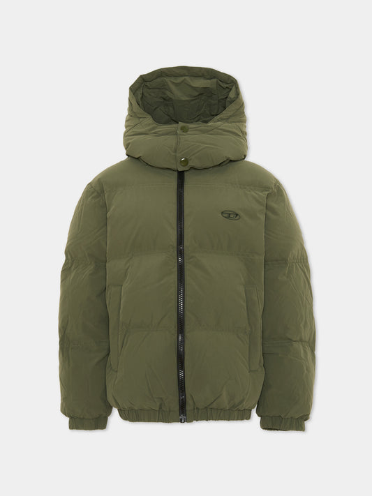 Piumino verde per bambini con logo