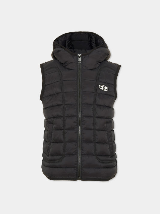 Gilet nero per bambino con logo