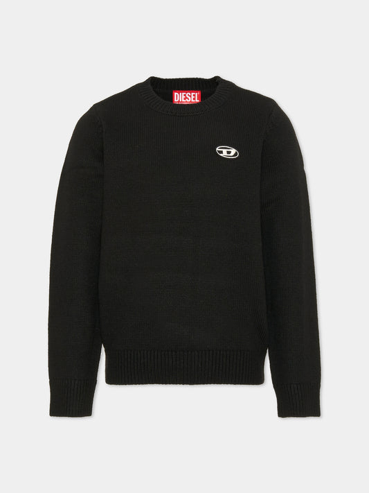 Maglione nero per bambino con logo