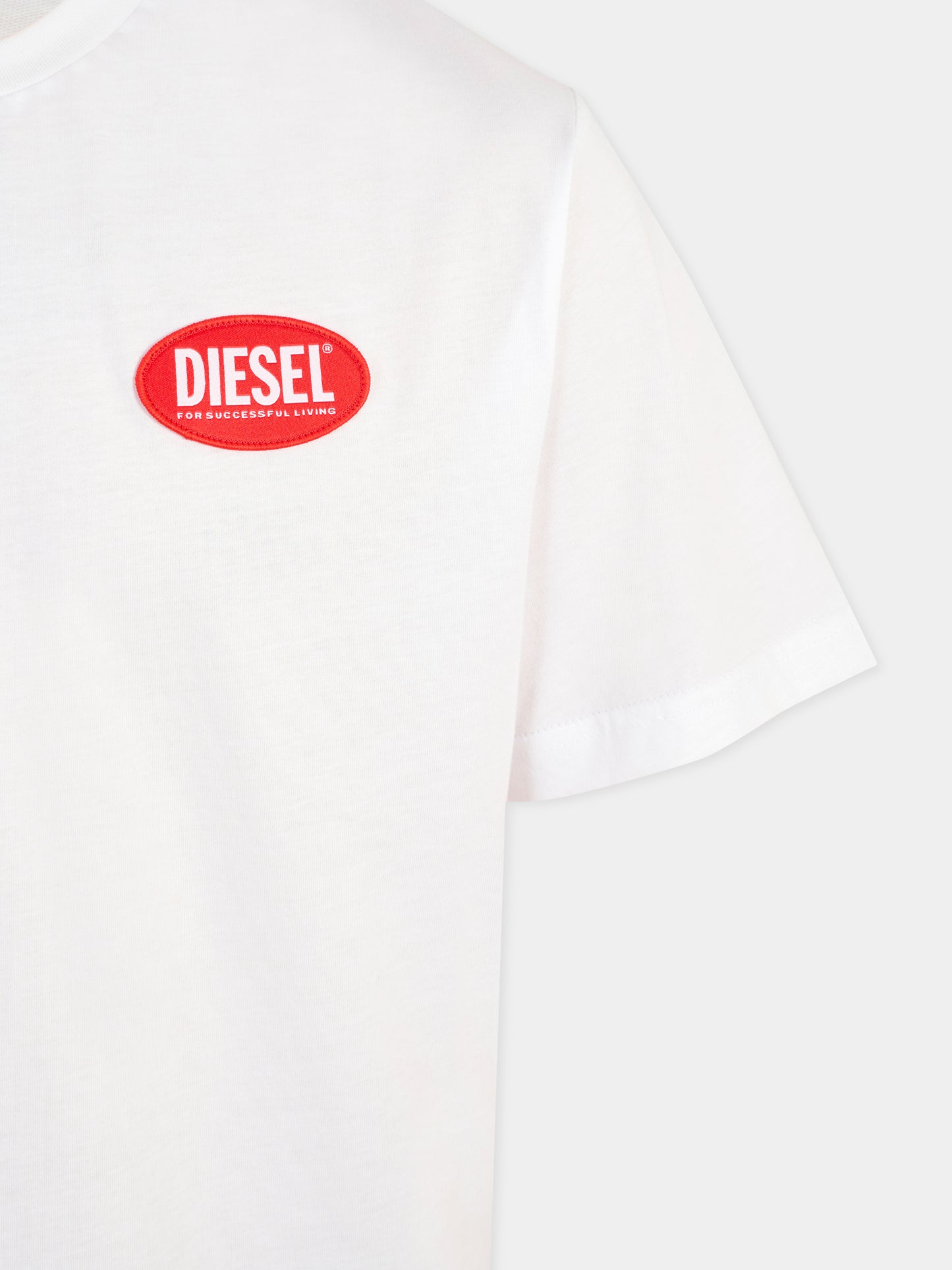 T-shirt bianca per bambino con patch,Diesel,J02469-KYAUN-K100