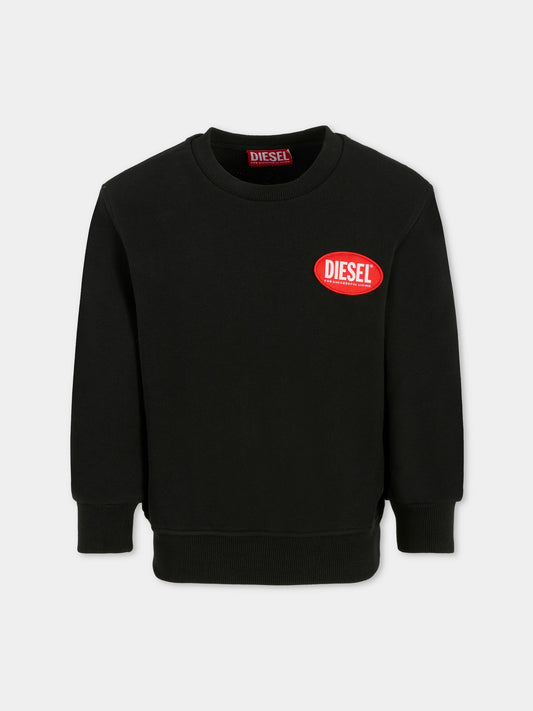 Felpa nera per bambino con logo