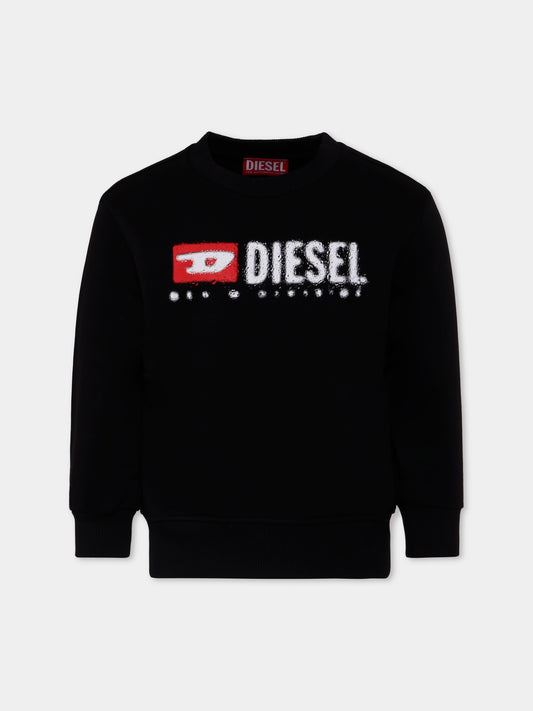 Felpa nera per bambino con logo,Diesel,J02483-KYAZ3-K900