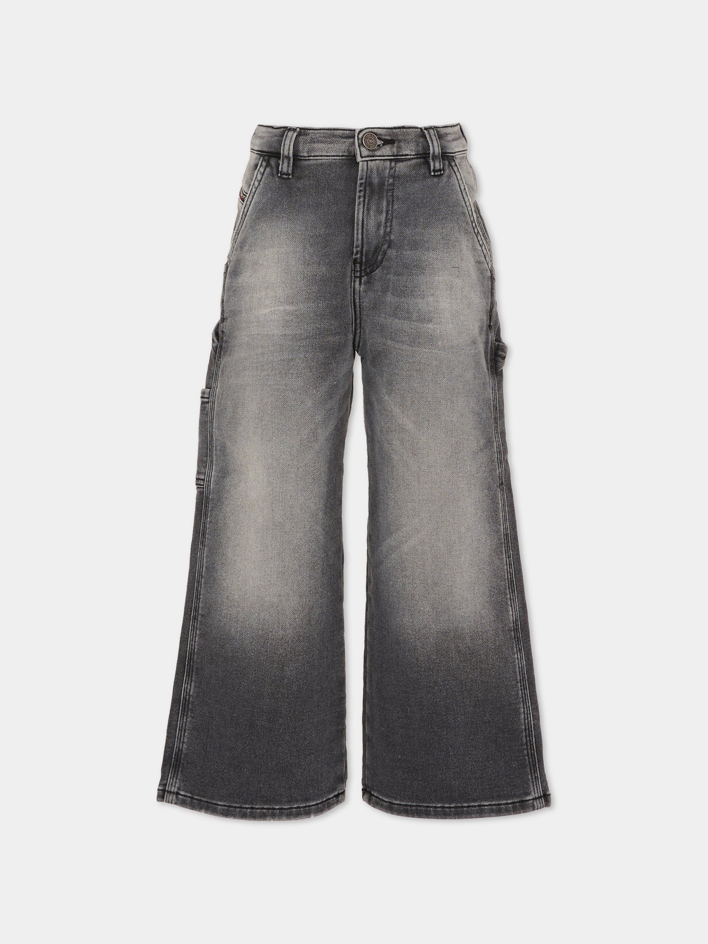 Jeans grigi per bambina con patch logato,Diesel,J02511-KXBRJ-K02