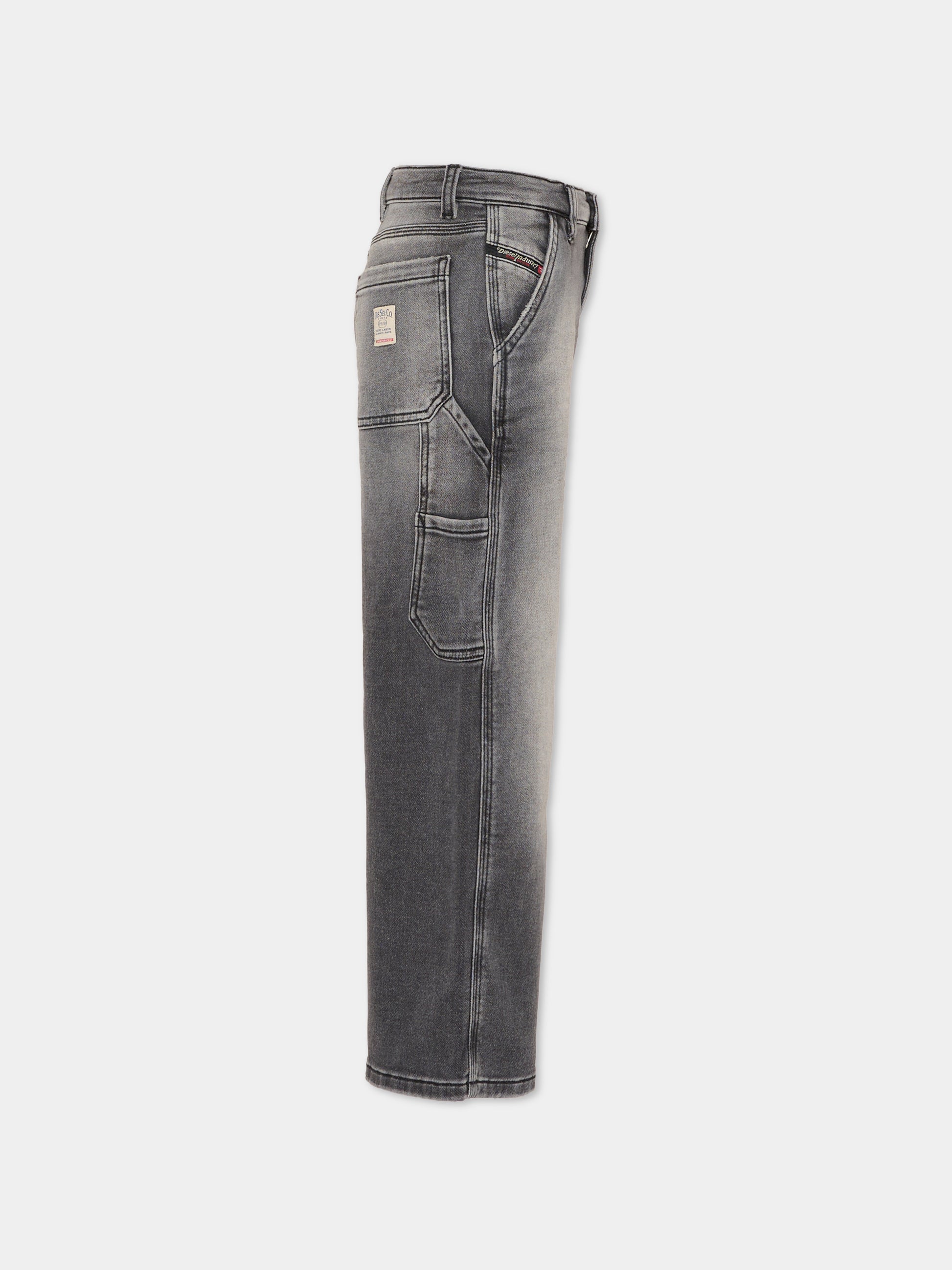 Jeans grigi per bambina con patch logato,Diesel,J02511-KXBRJ-K02