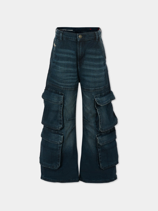 Jeans denim per bambina con logo,Diesel,J02514-KXBQL-K01