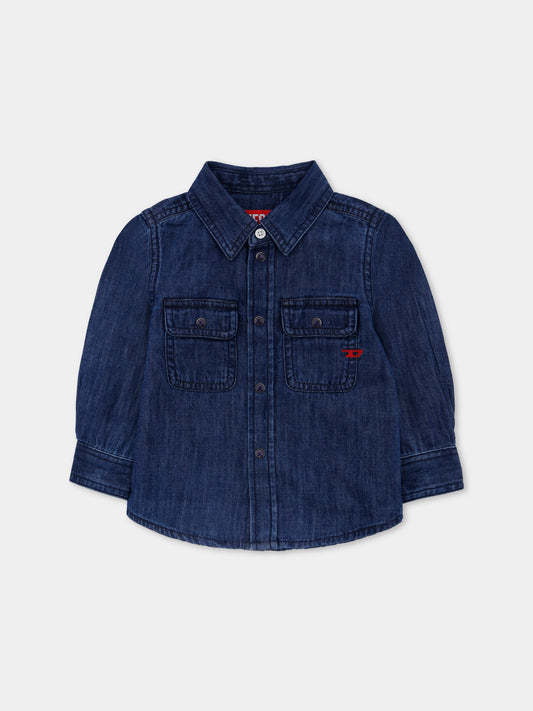 Camicia denim per neonato con logo,Diesel,K00546-KXBN8-K01