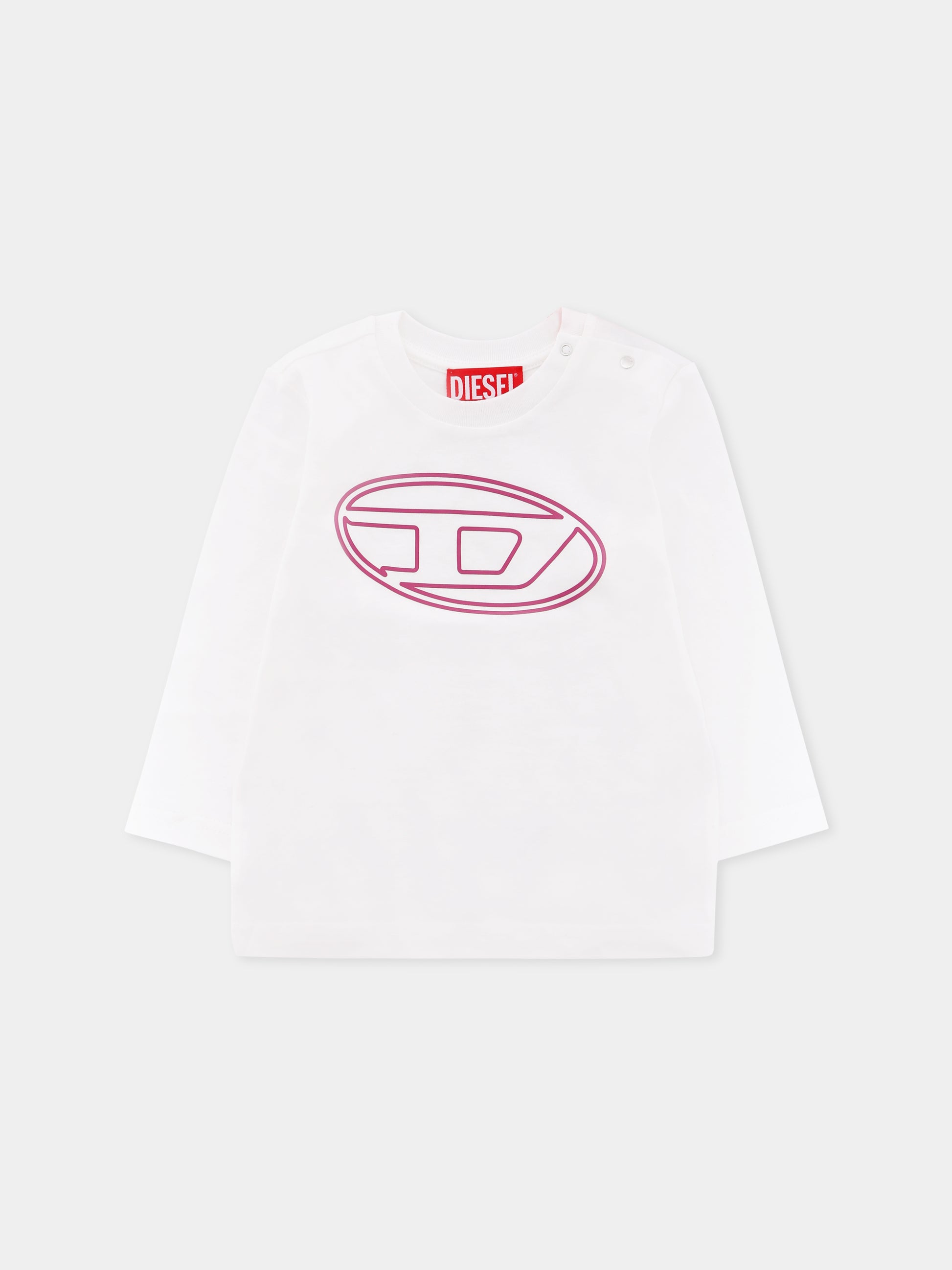 T-shirt bianca per neonata con logo,Diesel,K00712-00YI9-K1413
