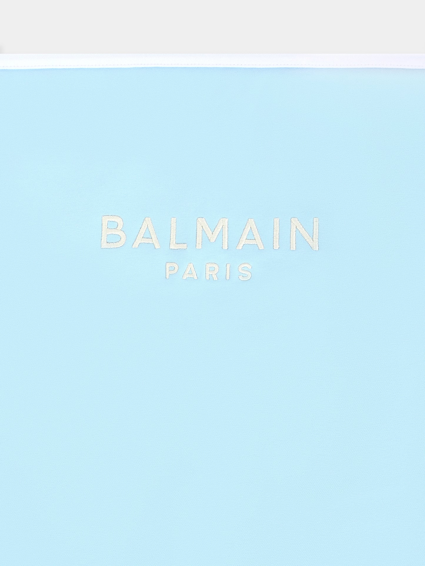 Coperta azzurra per neonato con logo,Balmain Kids,BX0510-Z3278 60RBG